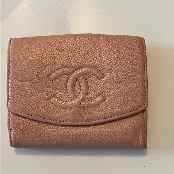 CHANEL Handbags - Chanel Pale Pink Caviar Leather CC Compact Wallet Double-Sided EUC